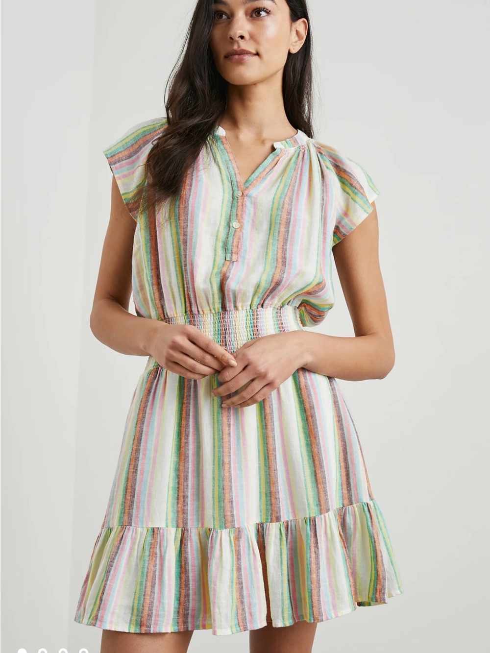 Rails Augustine Dress Palais Stripe Ruched Waist Springtime Bohemian Dress Sz L